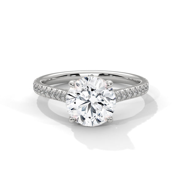Classic Pave Engagement Ring with Round Cut Lab Grown Diamond