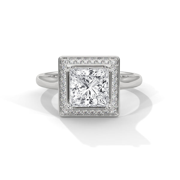 Princess Cut Halo Lab Grown Diamond Gold Ring