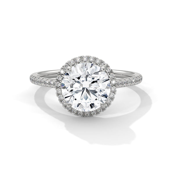 Round Lab Grown Diamond Gold Ring Pave Perfection in a Timeless Halo Design