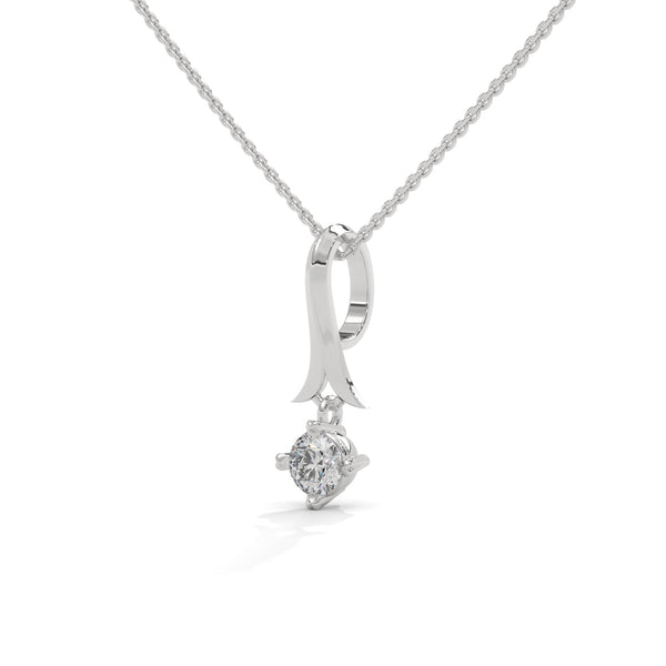 An elegant tribute to timeless style, the Golden Grace Solitaire Pendant highlights a brilliant diamond beneath a flowing gold ribbon-inspired bail.