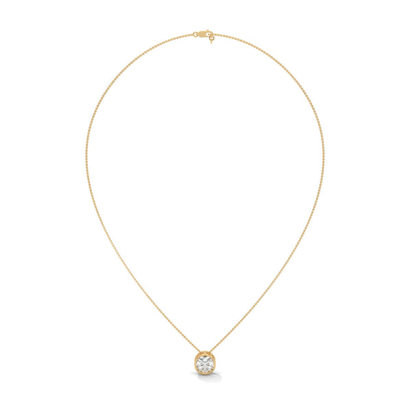 Eternal Glow Lab Grown Diamond Bezel Gold Pendant Chain