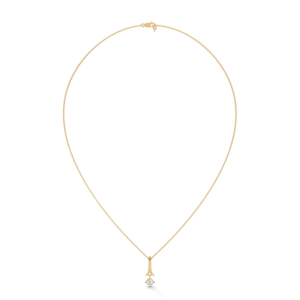 An elegant tribute to timeless style, the Golden Grace Solitaire Pendant highlights a brilliant diamond beneath a flowing gold ribbon-inspired bail.