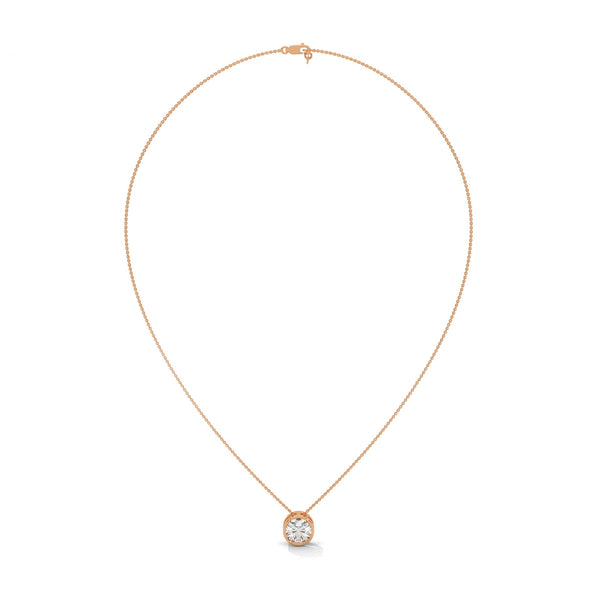 Eternal Glow Lab Grown Diamond Bezel Gold Pendant Chain