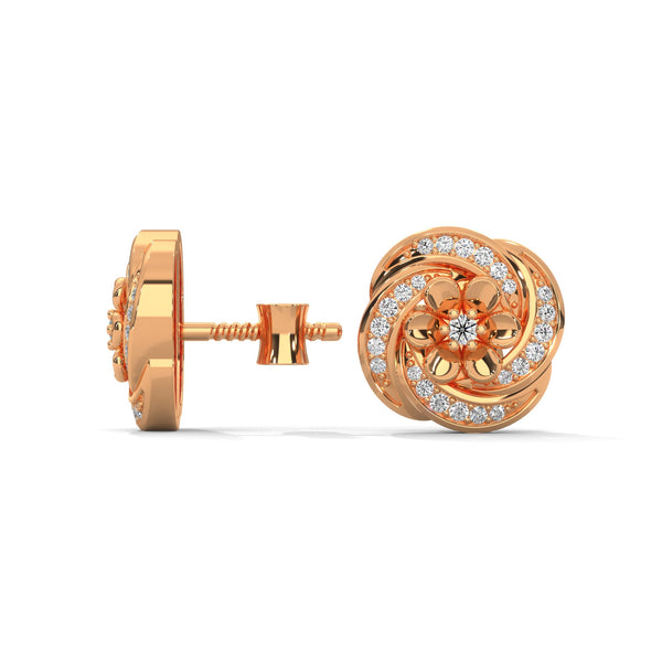 Delicate floral design meets sparkling elegance in these captivating gold diamond studs.