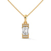 Emerald cut Lab Grown Diamond Gold Pendant Chain
