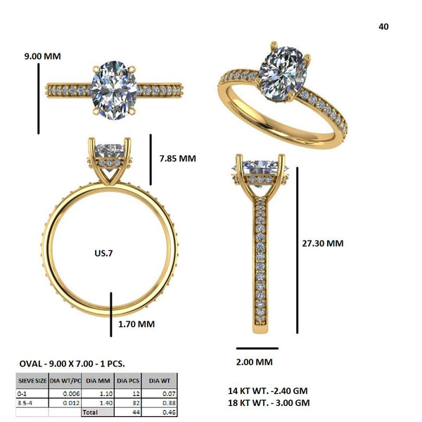 Modern Oval Cut Pave Lab Grown Diamond Gold Ring