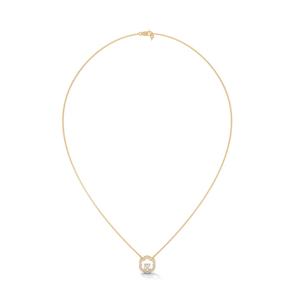 Round cut Lab Grown Diamond Floral Gold Pendant Chain