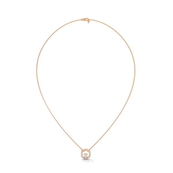 Round cut Lab Grown Diamond Floral Gold Pendant Chain