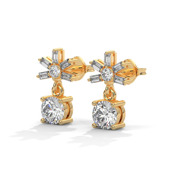 Celestial Radiance Lab Grown Diamond Gold Drop Earrings