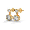 Bezel Set Lab Grown Diamond Gold Drop Earrings