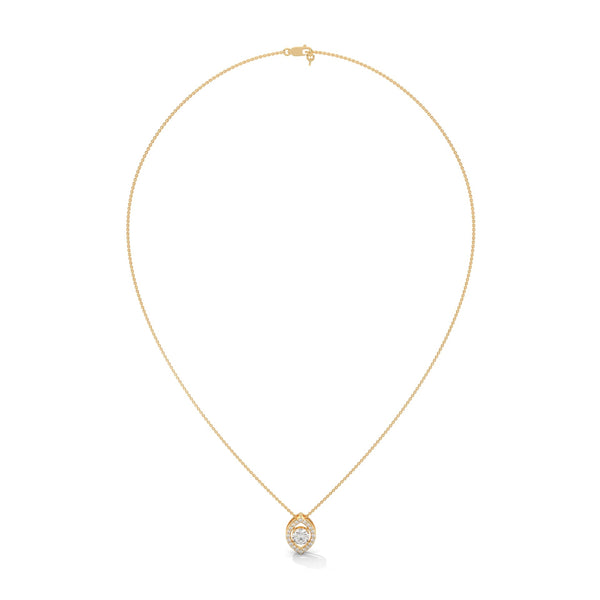 Lab Grown Diamond Teardrop Gold Pendant Chain