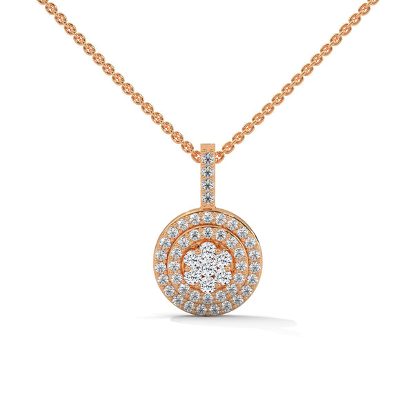 Radiant Circles Lab Grown Diamond Multi-Halo Gold Pendant