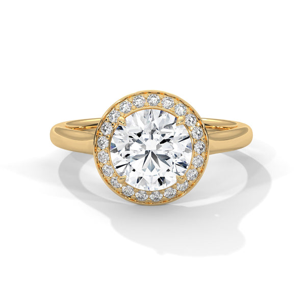 Round Halo Lab Grown Diamond Gold Ring