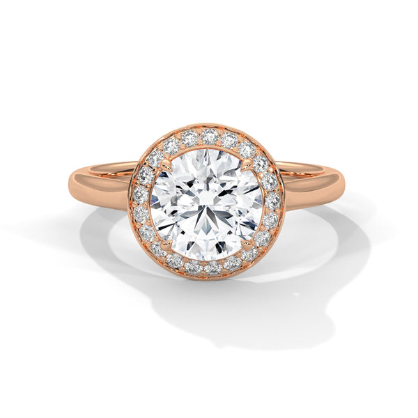 Round Halo Lab Grown Diamond Gold Ring