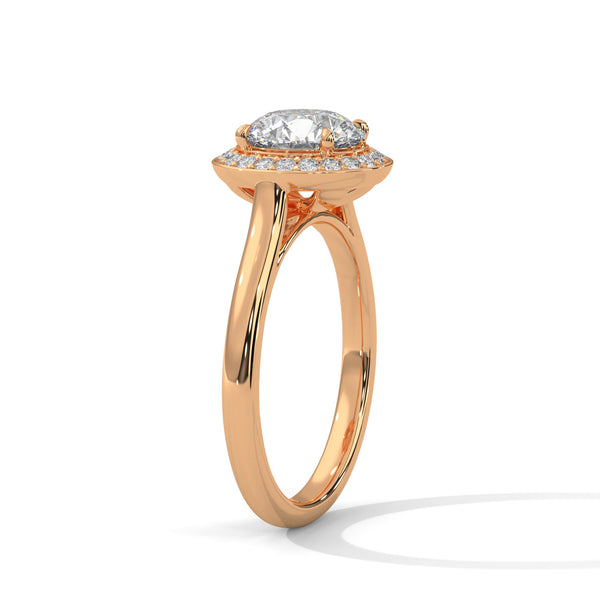 Round Halo Lab Grown Diamond Gold Ring