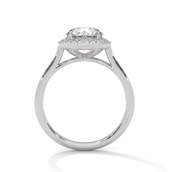 Round Halo Lab Grown Diamond Gold Ring