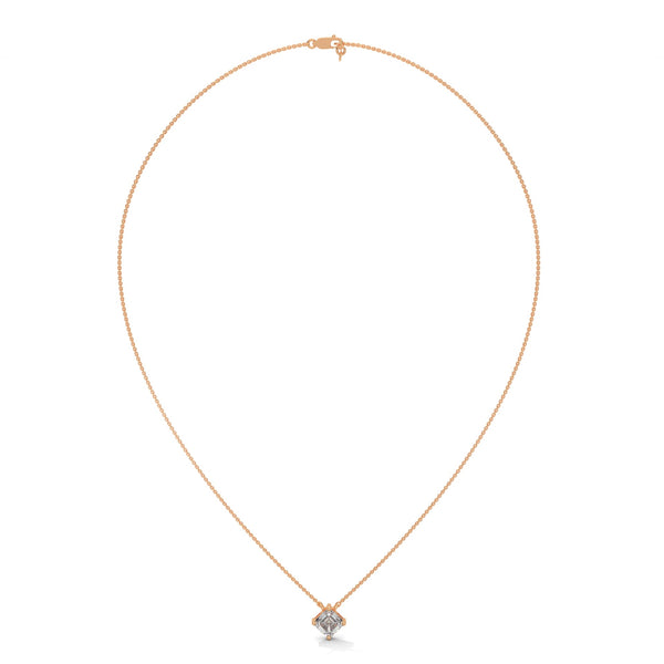 Asscher Cut Lab Grown Diamond Gold Pendant Chain