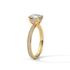 Four-Prong Cathedral Set Round Pave Lab Grown Diamond Gold Ring