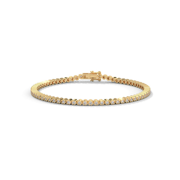 This stunning round-shaped bangle bracelet features 85 sparkling diamonds, totaling 1.98 carats. Its sleek design and perfect fit make it the ultimate statement piece for any occasion.