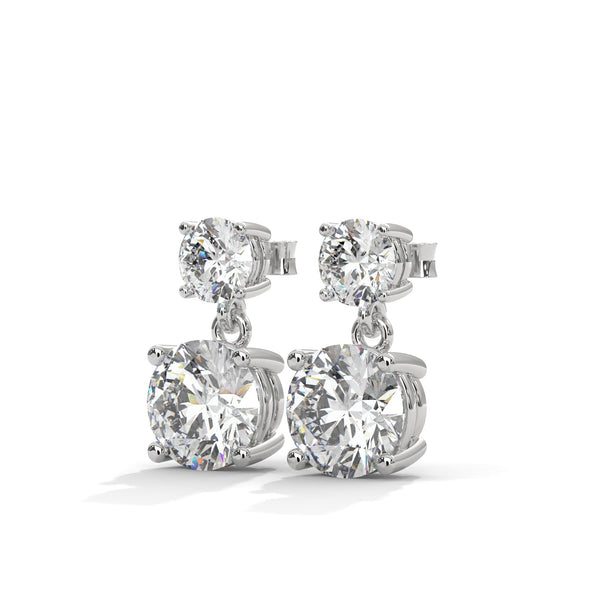 Double Radiance: Two-Tier Lab Grown Diamond Gold Drop Earrings