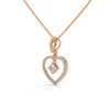 Celebrate love with the Eternal Embrace Heart Pendant, where a sparkling solitaire is cradled within a diamond-studded golden heart.