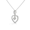 Celebrate love with the Eternal Embrace Heart Pendant, where a sparkling solitaire is cradled within a diamond-studded golden heart.
