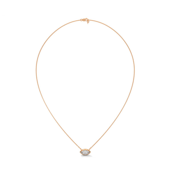 Marquise Cut Lab Grown Diamond Bezel Gold Pendant Chain