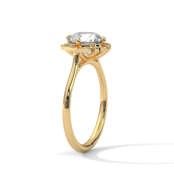 Vintage Halo Lab Grown Diamond Gold Ring