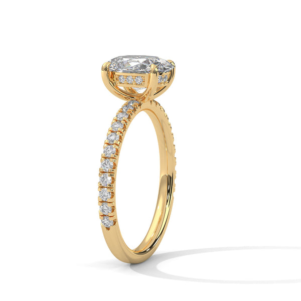 Classic Four Prong Setting Oval Cut Lab Grown Diamond Gold Ring