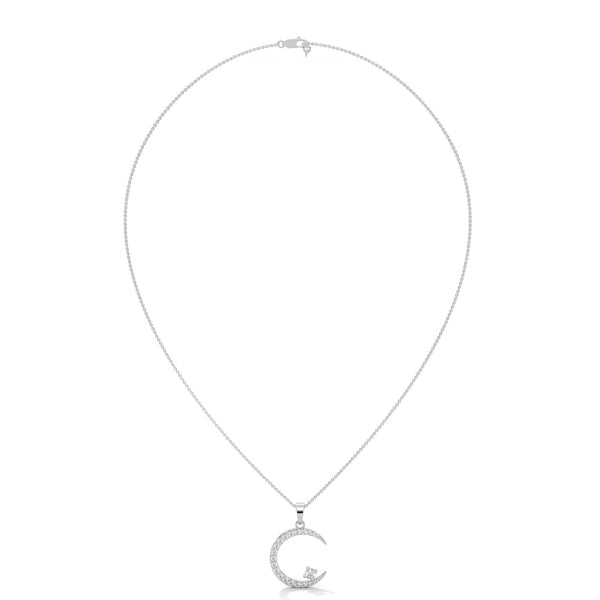 Celestial Glow Lab Grown Diamond Crescent Moon Gold Pendant