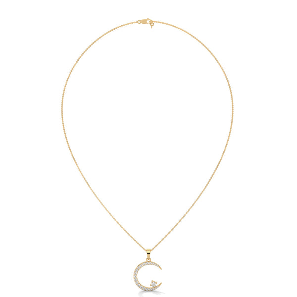 Celestial Glow Lab Grown Diamond Crescent Moon Gold Pendant