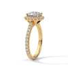 Cushion Cut Pave Set Lab Grown Diamond Gold Ring
