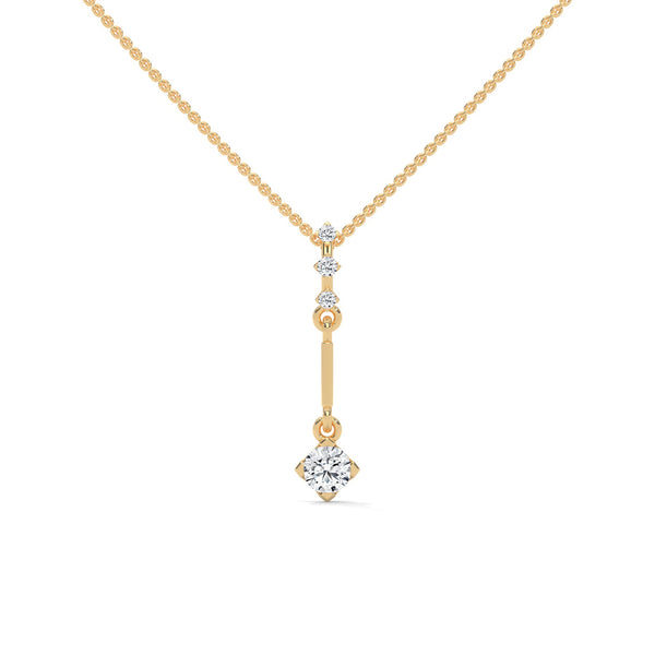 A sleek cascade of gold and diamonds, the Celestial Drop Diamond Pendant offers minimalist elegance with a cosmic sparkle.