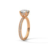 Four-Prong Cathedral Set Round Pave Lab Grown Diamond Gold Ring