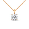 Round Cut Lab Grown Diamond with prong setting Gold Pendant Chain