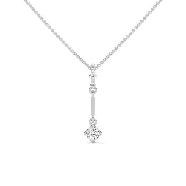 A sleek cascade of gold and diamonds, the Celestial Drop Diamond Pendant offers minimalist elegance with a cosmic sparkle.