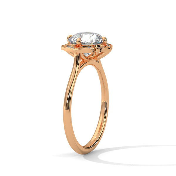 Vintage Halo Lab Grown Diamond Gold Ring