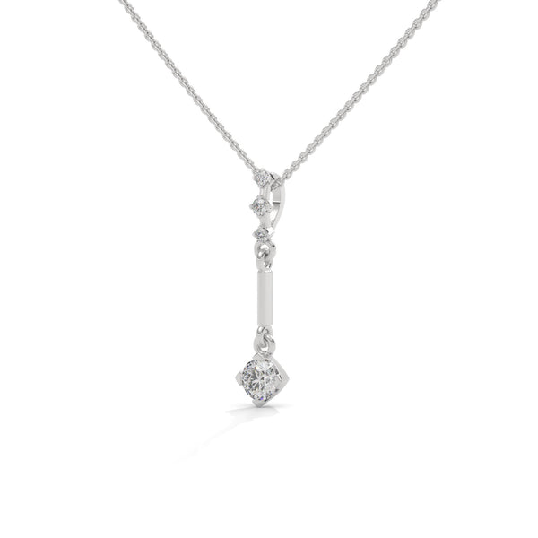 A sleek cascade of gold and diamonds, the Celestial Drop Diamond Pendant offers minimalist elegance with a cosmic sparkle.