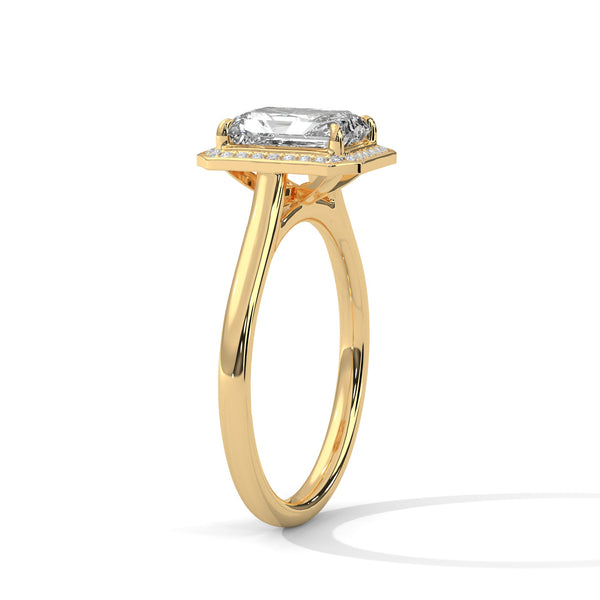 Emerald Cut Lab Grown Diamond Halo Gold Ring