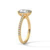 Emerald Cut Lab Grown Diamond Gold Ring Sleek Pave Band Engagement Ring