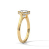 Round Cut Lab Grown Diamond Bezel Halo Gold Ring
