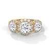 “Celebrate everlasting love with a three-stonehalo diamond ring that shines with brilliant sparkle, luxury craftsmanship, and timeless elegance.”