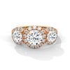“Celebrate everlasting love with a three-stonehalo diamond ring that shines with brilliant sparkle, luxury craftsmanship, and timeless elegance.”