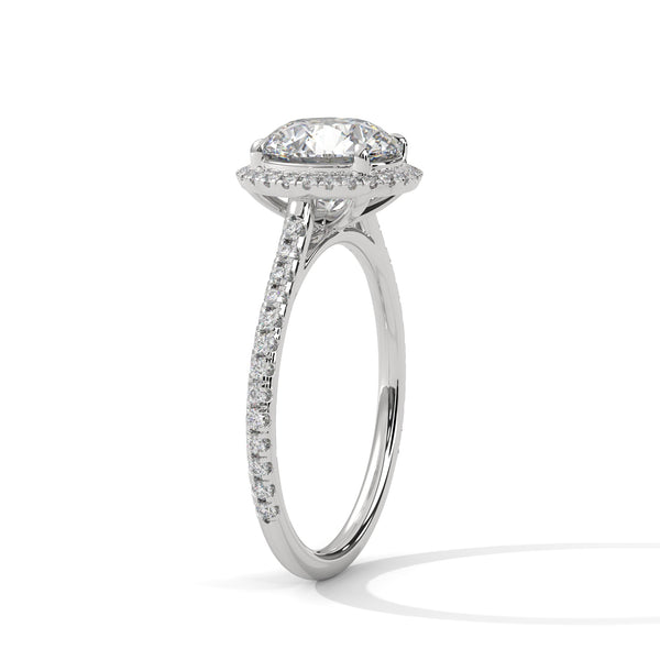 Round Lab Grown Diamond Gold Ring Pave Perfection in a Timeless Halo Design