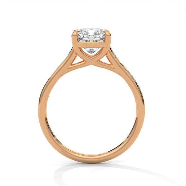 Graceful Radiance Cushion Cut Lab Grown Diamond Gold Solitaire Ring