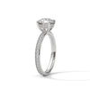 Four-Prong Cathedral Set Round Pave Lab Grown Diamond Gold Ring