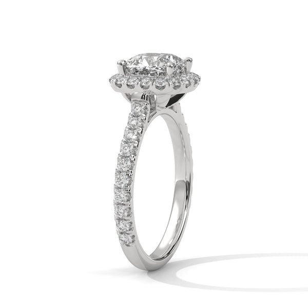 Cushion Cut Pave Set Lab Grown Diamond Gold Ring