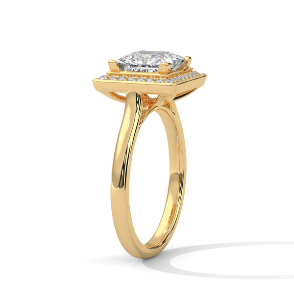 Princess Cut Halo Lab Grown Diamond Gold Ring