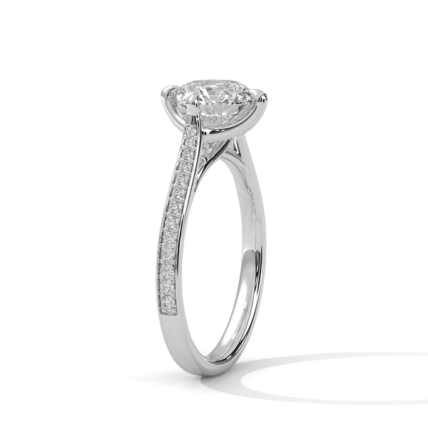 Round Cut Lab Grown Diamond Pave Gold Ring