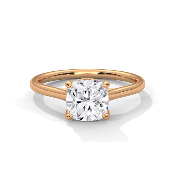 Graceful Radiance Cushion Cut Lab Grown Diamond Gold Solitaire Ring